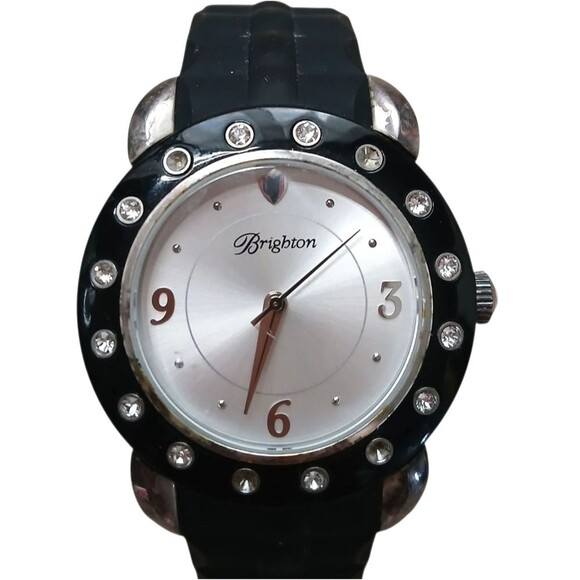 Vintage Brighton Watch- HONG KONG- Japan Swarovski Crystals Silver Grommets - Picture 1 of 10
